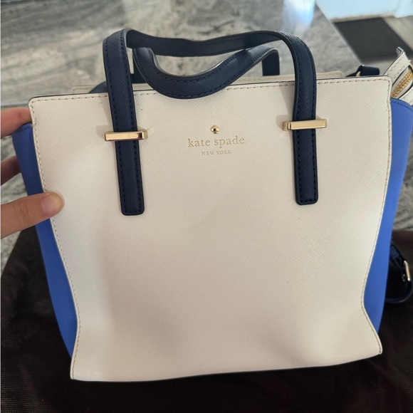 Kate Spade blue color block leather tote bag with duster bag - Picture 2 of 4